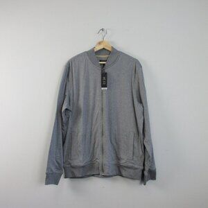 Banana Republic Men Luxe Touch Performance Jacket L Grey Sweater Bomber 630